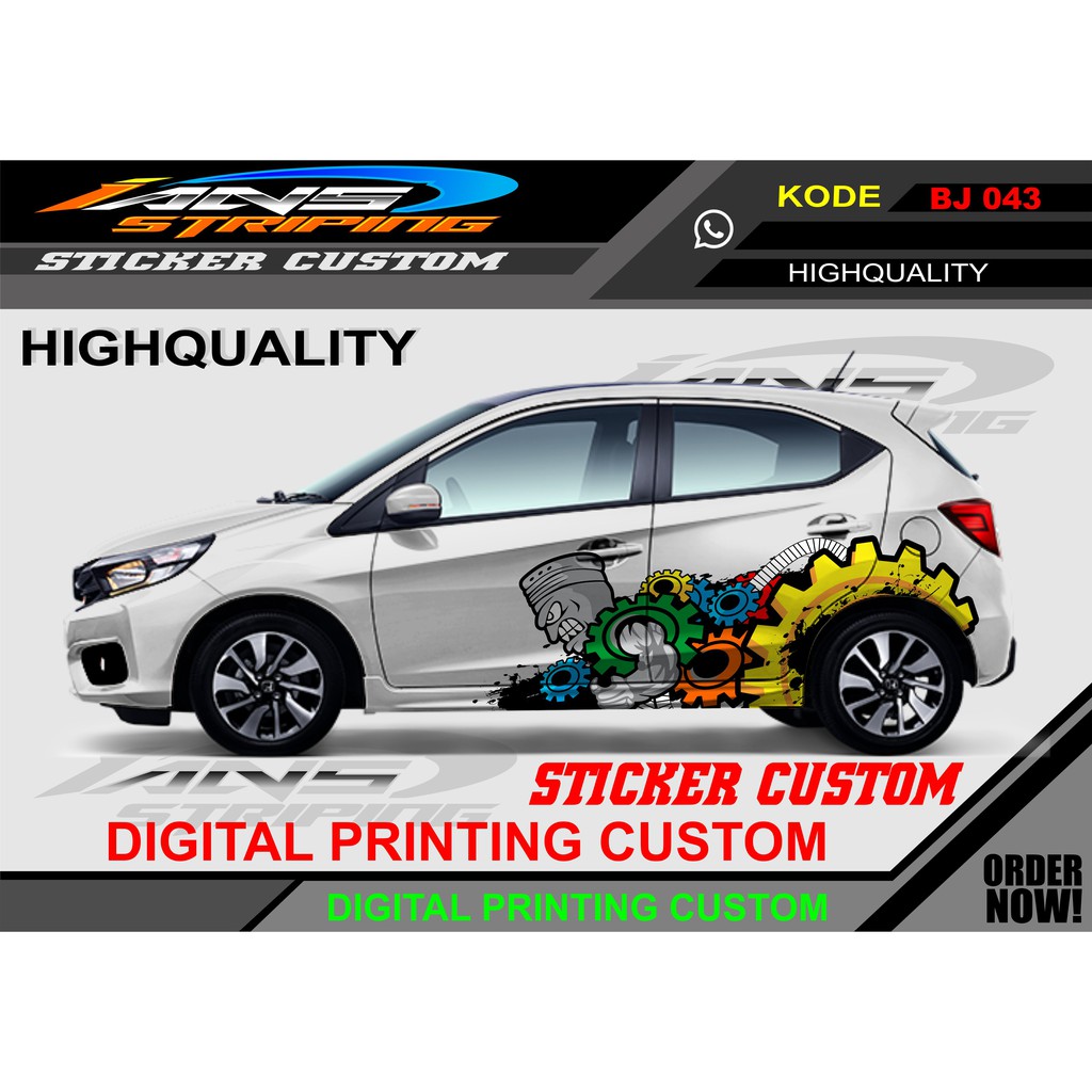 DECAL STIKER MOBIL SAMPING/ VARIASI STIKER MOBIL SAMPING BRIO, JAZZ, AVANZA, DLL