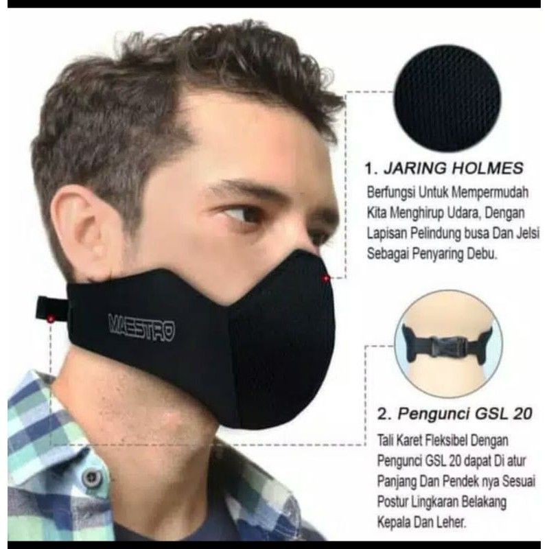 Masker Motor Maestro Variasi Hitam