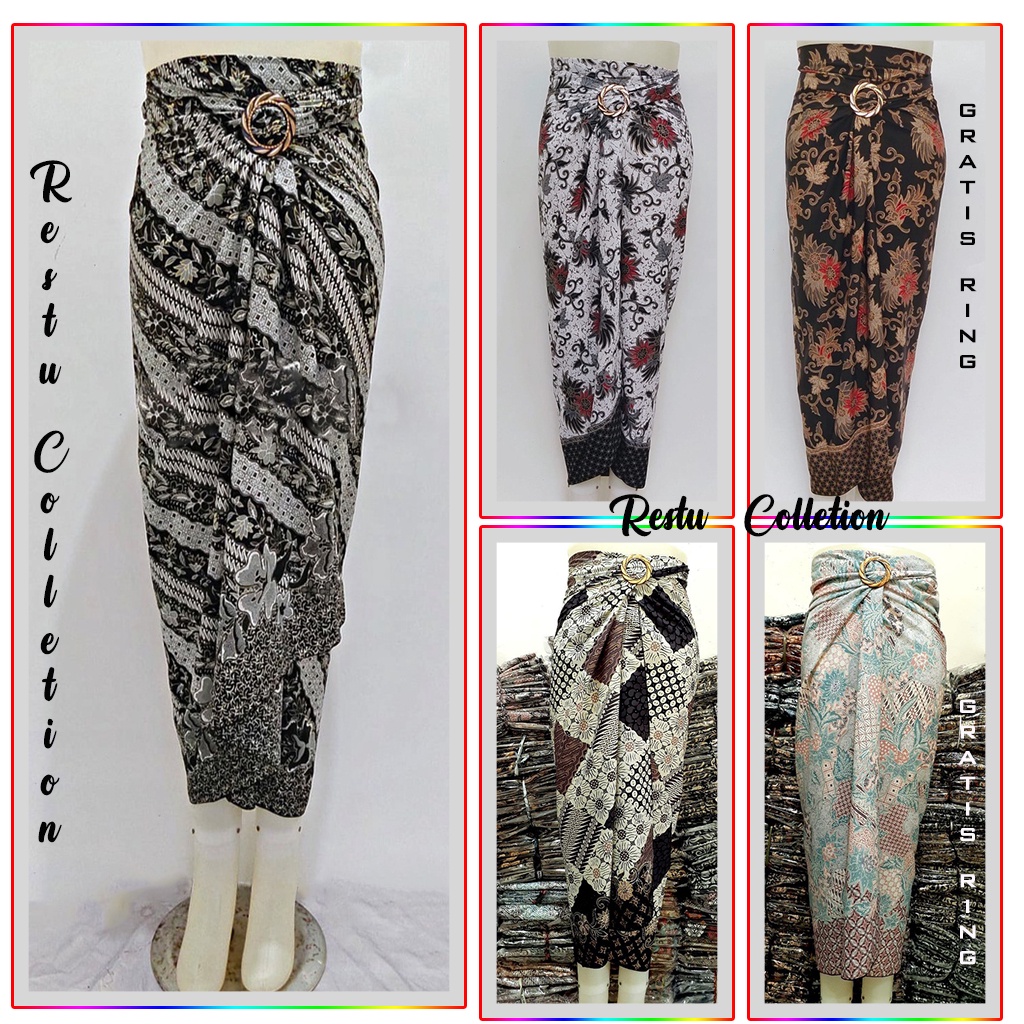 COD Rok Kain Lilit Motif Batik Bawahan Kebaya Instan Songket Wrap Skirt Bahan Premium + Gratis Ring