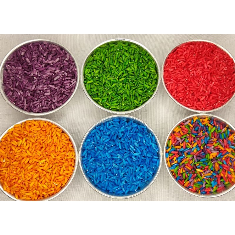 (115gr) Rainbow Rice Beras Warna Warni Montessori Sensory Toys Play Mainan Edukasi Anak Cewek Cowok Kemasan 100gr