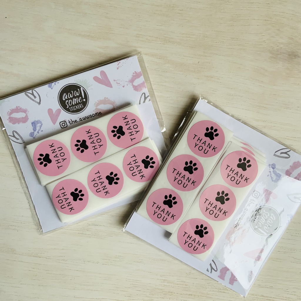 

Sticker Label Thank You Paws Warna Pink untuk Packaging , Kado , Kemasan Kue & Snack