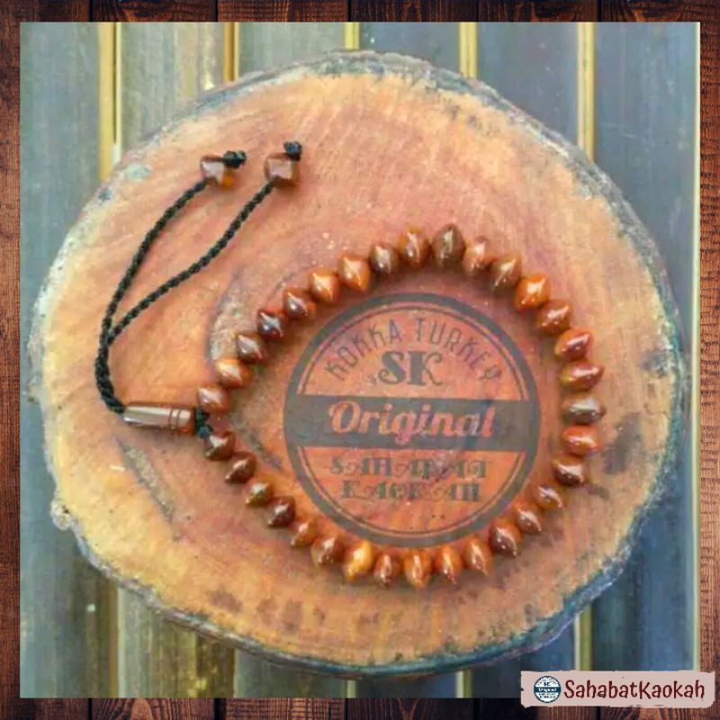 Gelang Kayu Kokka Tasbih 33 Model Wajik Coklat Asli Koukah Kualitas Terbaik