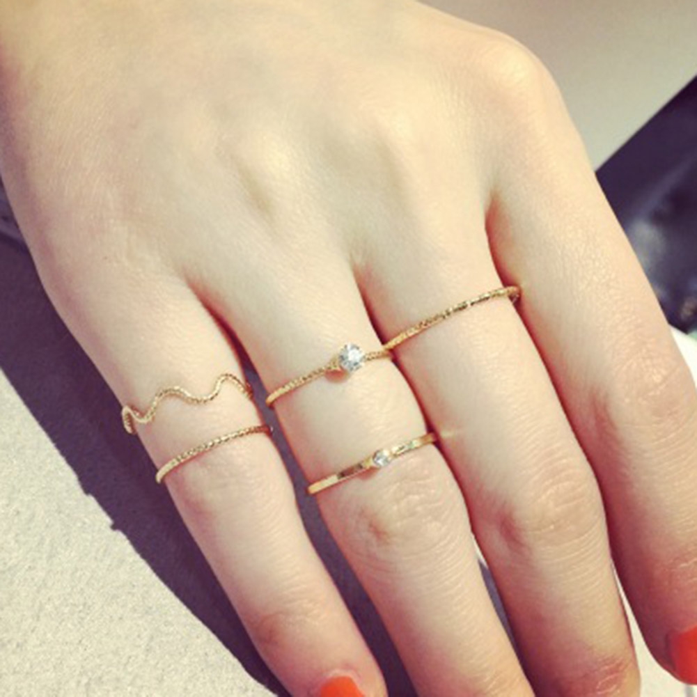 Cincin Terbuka Warna Silver/Emas Aksen Mutiara untuk Wanita