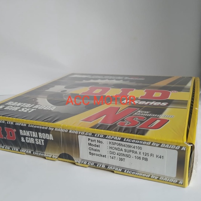 Gir Gear Set dan Rantai Roda Honda Supra X 125 Fi - DID 420NSD K41 Japan