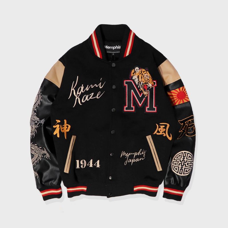 VARSITY JACKET KAMIKAZE BLACK (LIMITED EDITION) - MEMPHISORIGINS