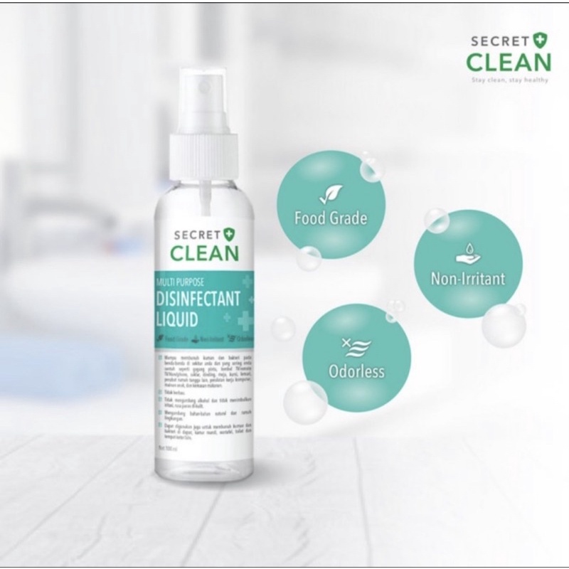 Secret Clean MULTI PURPOSE Disinfektan Liquid Spray FOOD GRADE STERIL peralatan makan aman tidak bau