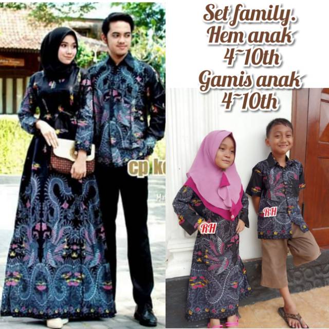 Kode 2666 GREY Batik Couple kemeja pria. baju Gamis Batik Sogan high quality termurah