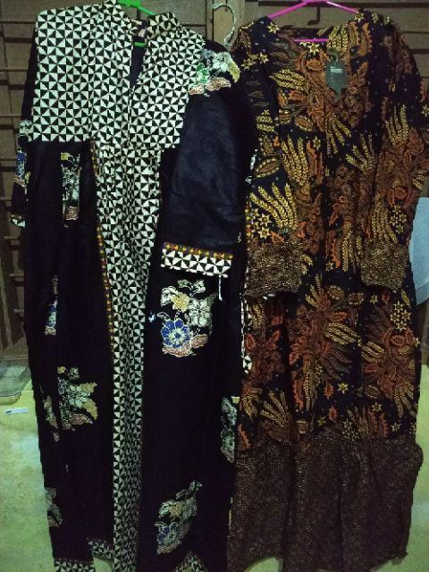 2501 Couple Batik Gamis Batik Cewek Batik Muslim Syari Seragam Batik Kerja Modis Katun Coklat Cantik