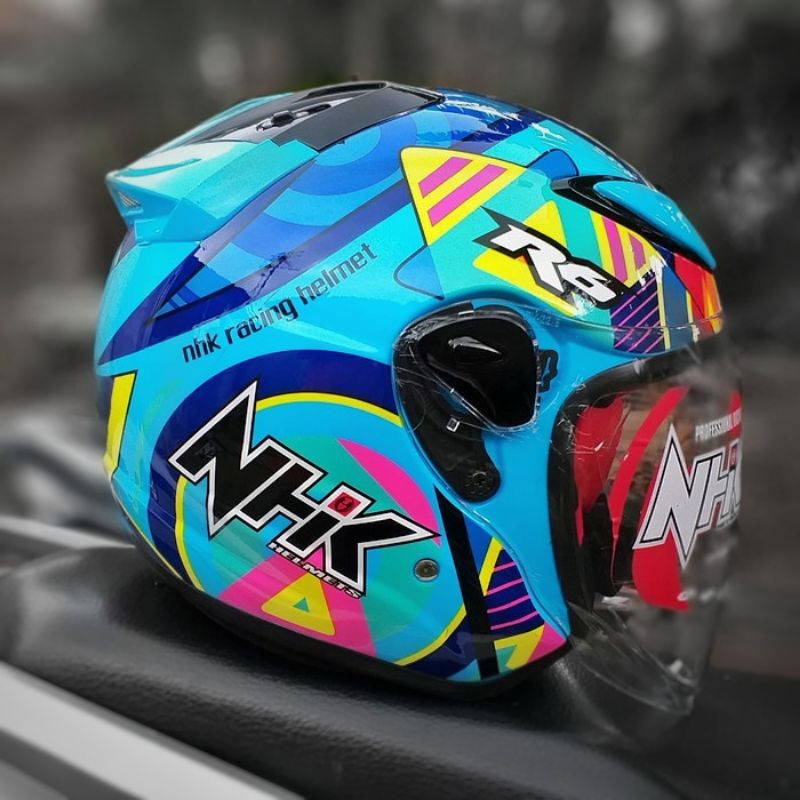 Helm Nhk Half face Nhk r6 Motif Pigment Blue Original Helm Nhk R6 Motif Pigment Terminator
