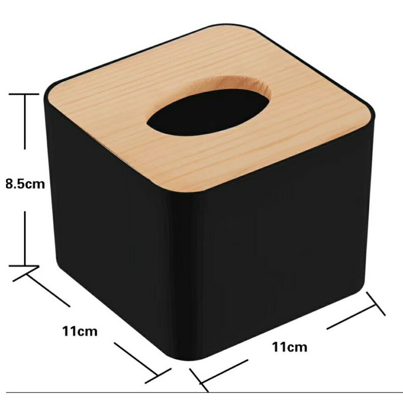 Kotak Tisu Kayu Multifungsi Model Kotak 11X11X8,5 Cm TaffHome - ZJ003