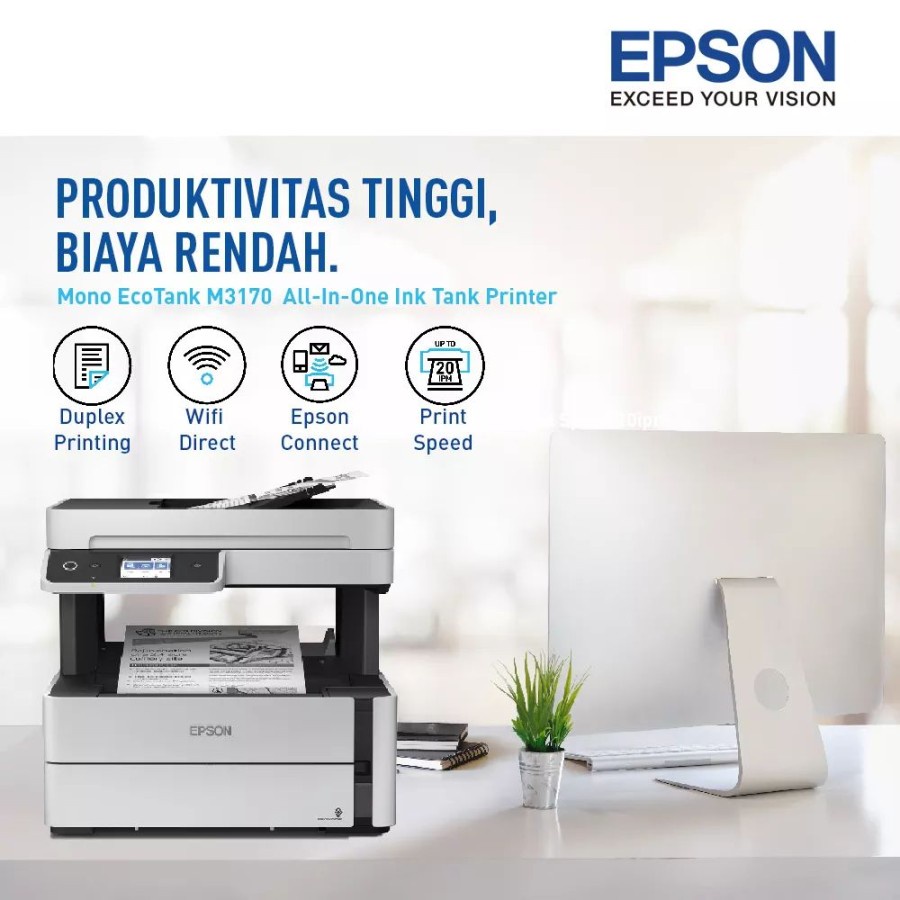 Printer Epson EcoTank Monochrome M3170 PSC WIFI ADF FAX Ink Tank Print