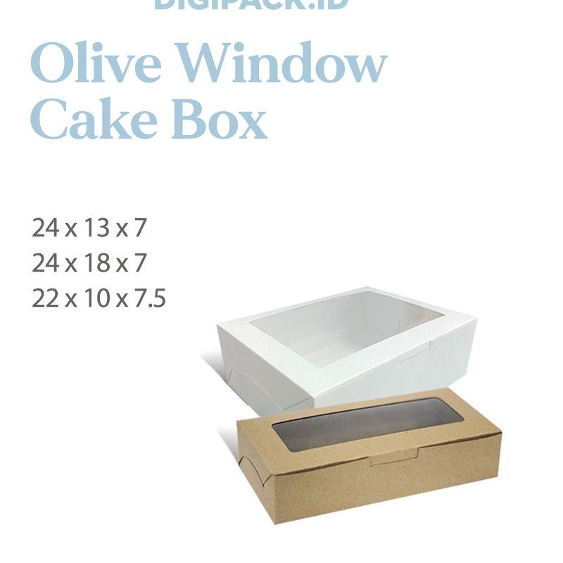 

DIGIPACK - Olive White Window Cake Box 22 x 10 x 7.5 | Dus Kue