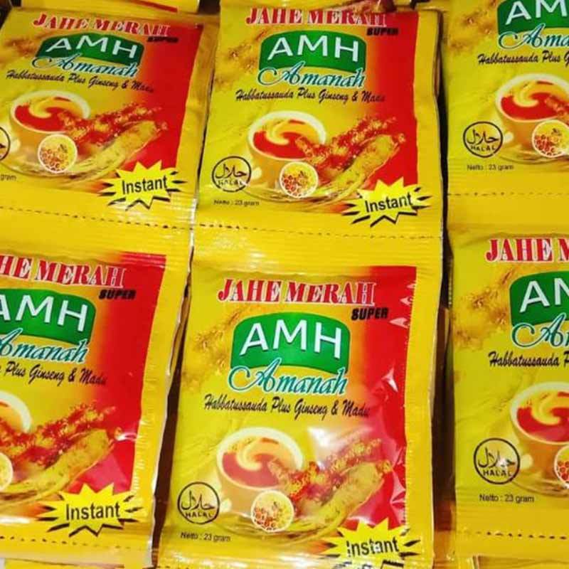 

Jahe Merah AMH Jahe Merah Super plus Ginseng Habbatussauda Madu 1 renceng