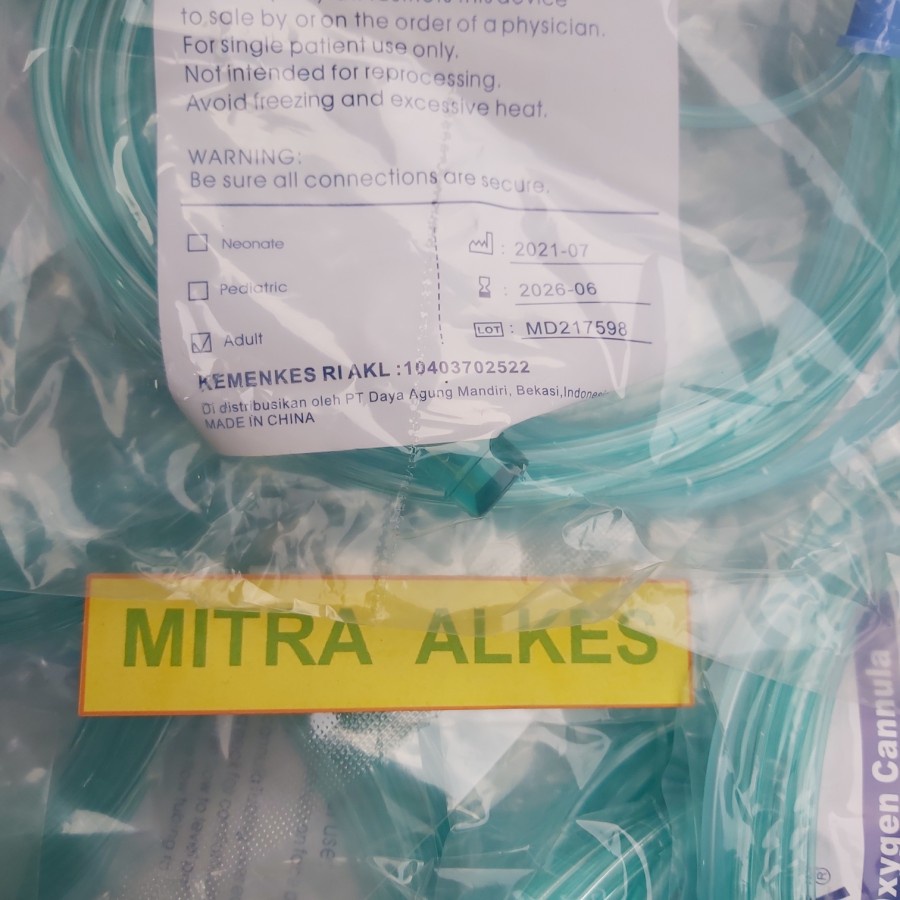 Nasal Oxygen Dewasa. Nasal Oxygen Cannula ADULT. Selang Oksigen Dewasa. Selang o2. Selang Oxygen