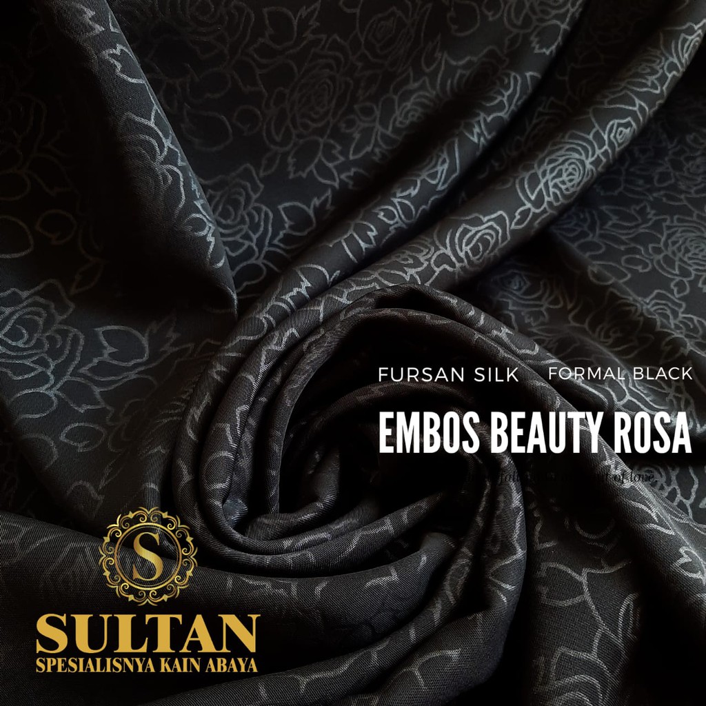 50CM EMBOS BEAUTY ROSSA FURSAN SILK FORMAL JET BLACK KAIN SULTAN