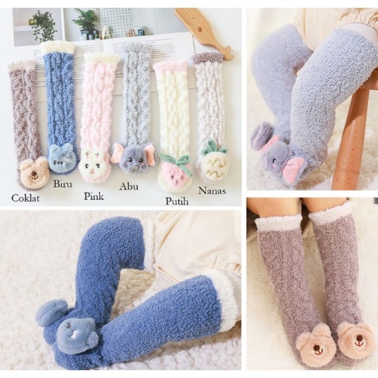 Kaos Kaki Rajut Bulu Selutut 0M-1Y Kaos Kaki Fleece Boneka Selutut Kaos Kaki Rajut Anak CBKS VC