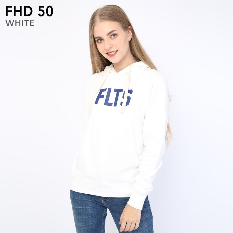 Feltics Hoodie Warna Putih Polos Motif Central Logo FLTS