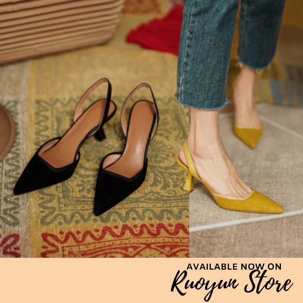 RYS - Matte Square Sepatu Heels Slip-On Fashion Wanita Fashion Casual / Pesta - Ori Import