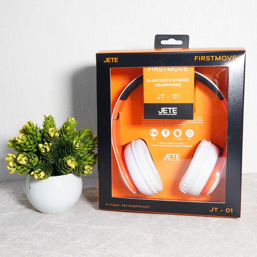 HEADPHONE BLUETOOTH STEREO JETE FIRSTMOVE JT-01 SUARA BASS SUPER KEREN MURAH