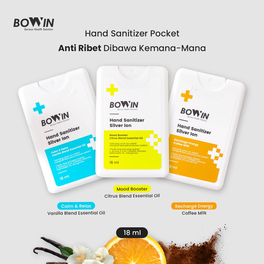 Bowin Hand Sanitizer Pocket Spray Essential Oil | Silver Ion Anti Bakteri &amp; Aman Non Alkohol