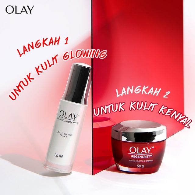 Olay Powerful Duo Pencerah + Anti Aging - Krim Pelembab, Essence Wajah