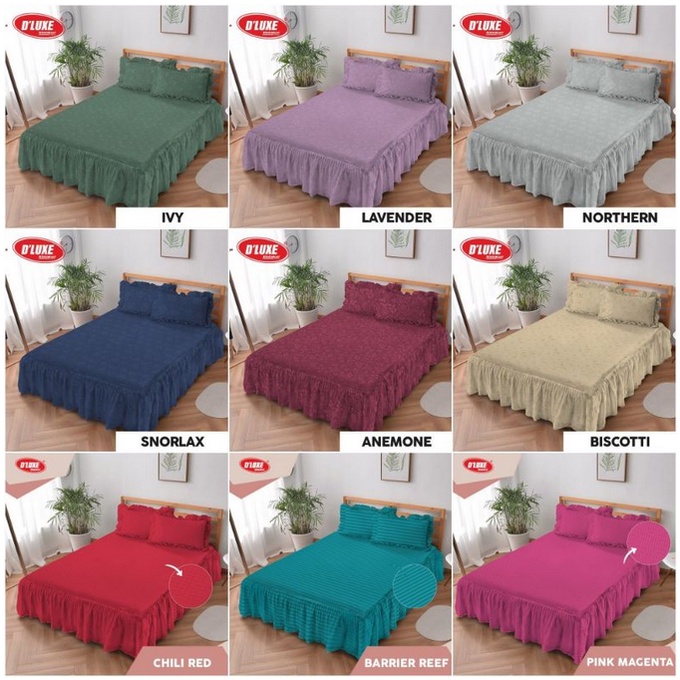 Sprei Rumbai Polos Kintakun Deluxe King 180x200 No 1 -  Emboss Motif Terbaru Pink Ungu Merah Renda T