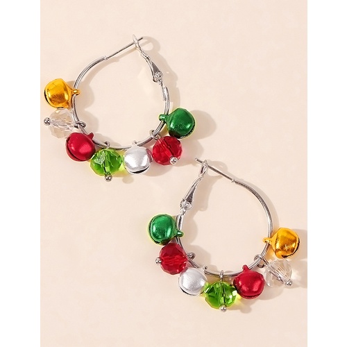 LRC Anting Tusuk Fashion Color Christmas Alloy Bell P28968