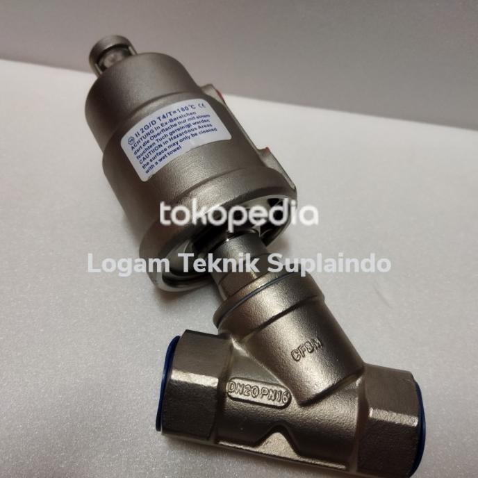 :>:>:>:>] Angle Seat Valve Stainless SS316 3/4 Inch - Piston Valve PN16 - DN 20