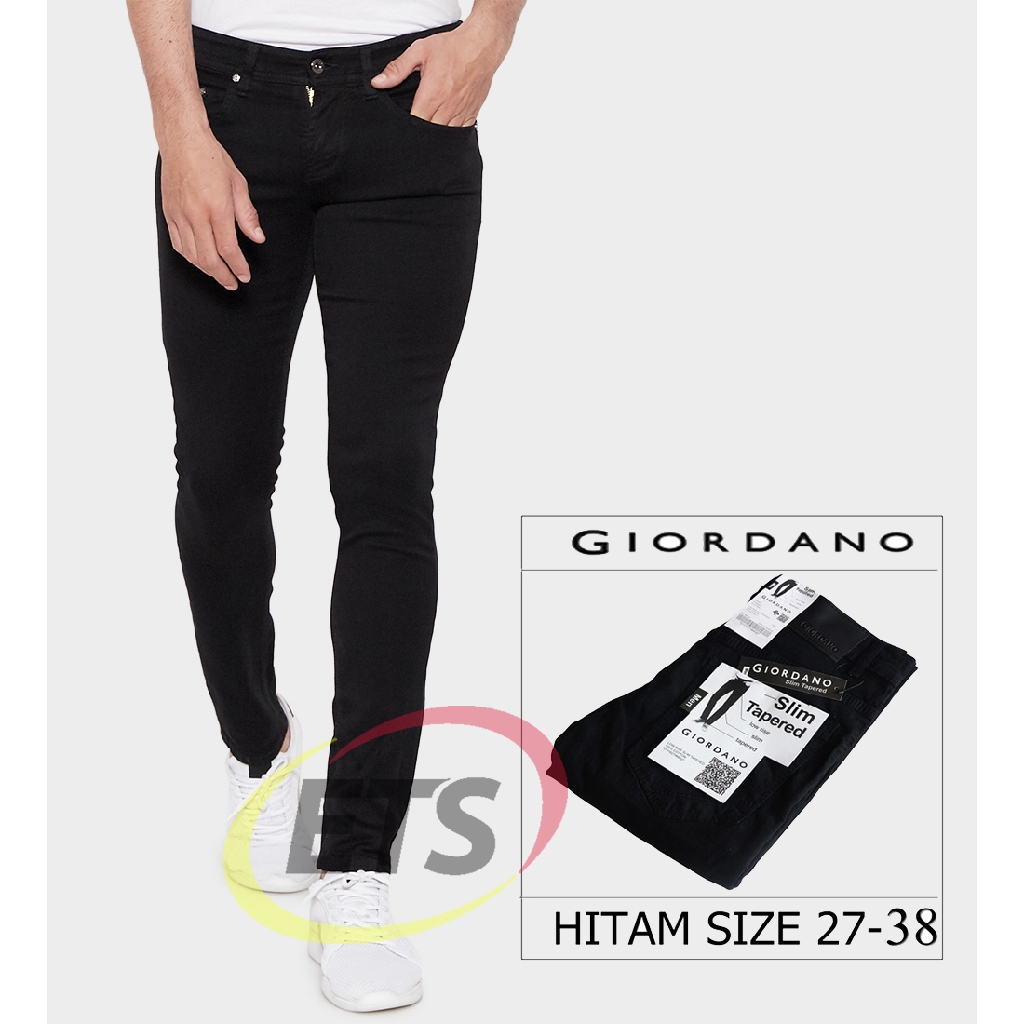  Celana  jeans  pensil  giordano skinny slimfit hitam biru 