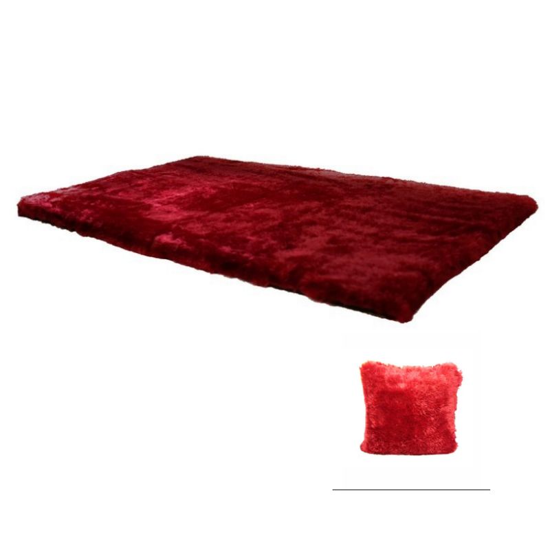 karpet bulu merah maroon free bantal