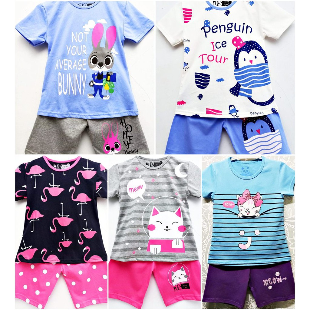 Setelan kaos anak Perempuan usia 1 10 tahun motif Kucing Setelan kaos anak Perempuan usia 1 10 tahun motif Kucing