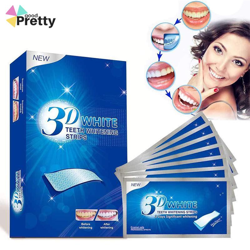 1 pasang 2 buah stiker pemutih gigi 3D putih yang mempesona - PD