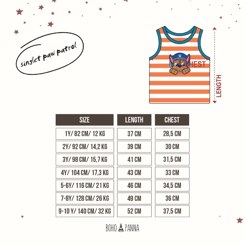 Bohopanna Singlet Paw Patrol 1-10thn / Singlet Anak