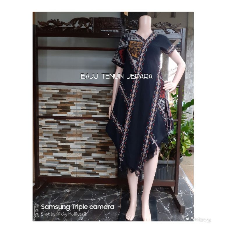 Dress tenun jepara selendang lurik dress tenun serong baju tenun etnik DTB38