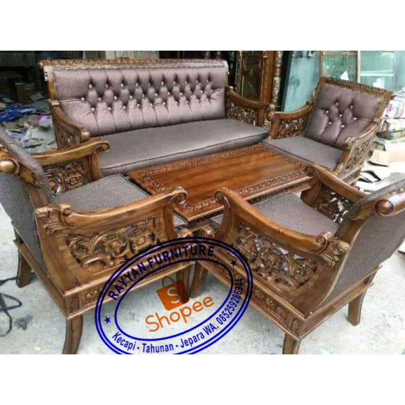 kursi tamu sofa aladin ukiran jati jepara