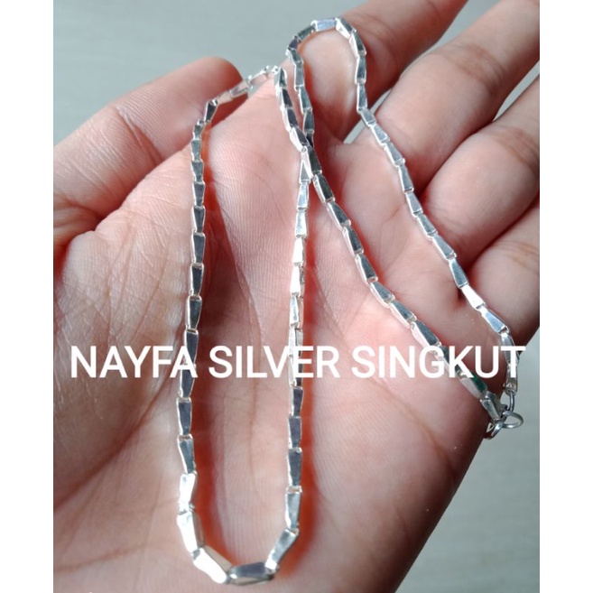 Kalung Perak Singkut Asli Silver Perak Murni Motif Padi