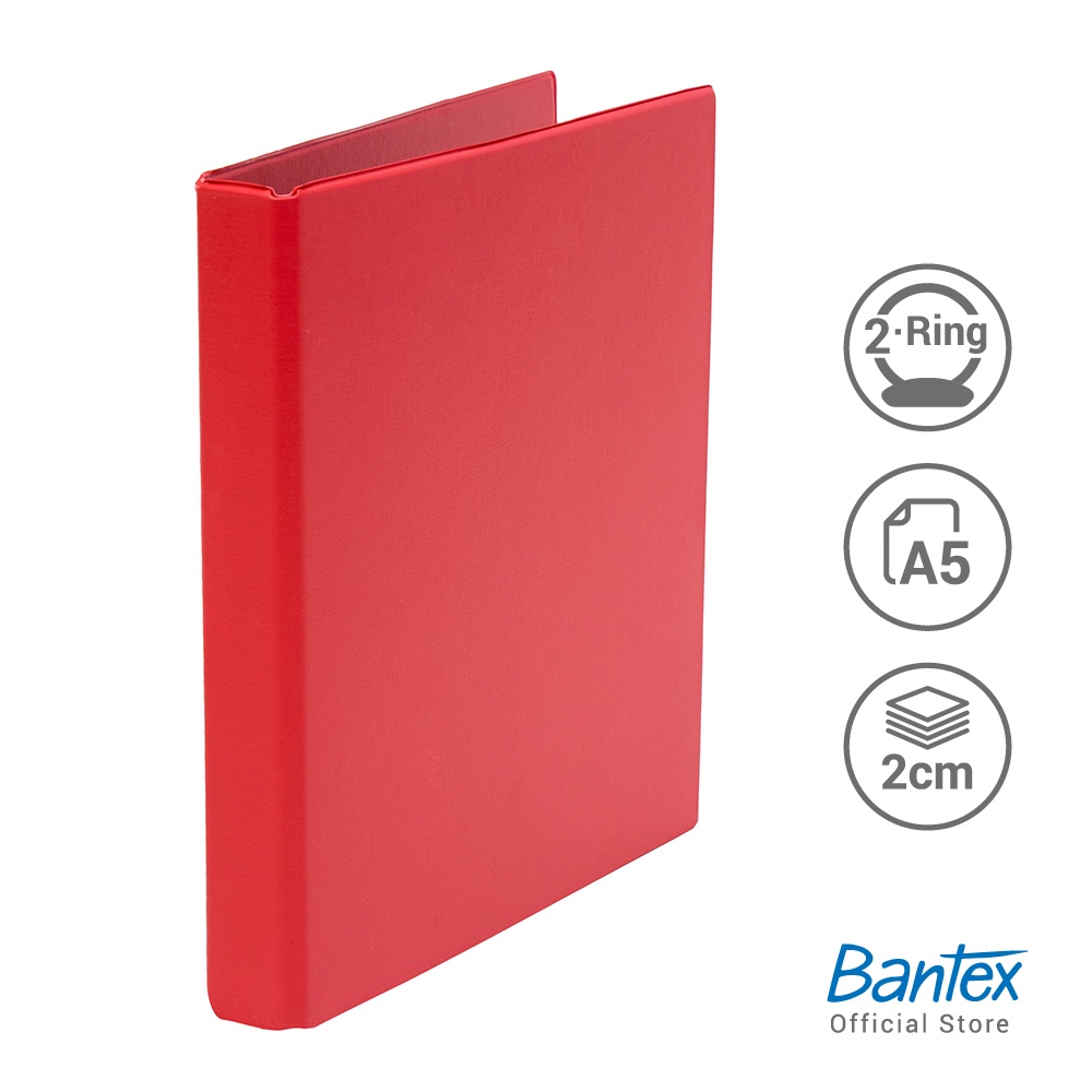 

[Zada] Bantex Ring Binder 2 Ring O 20mm A5 Red 8214 09