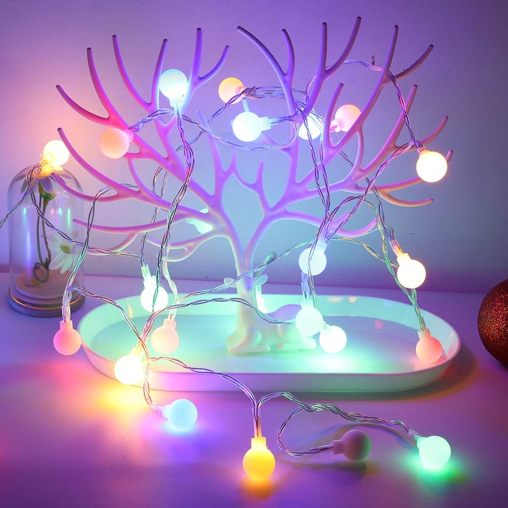 Outdoor LED Ball Lights String Small Round Ball Battery Garland Fairy Lighting Wedding Party Garden Decor String Light