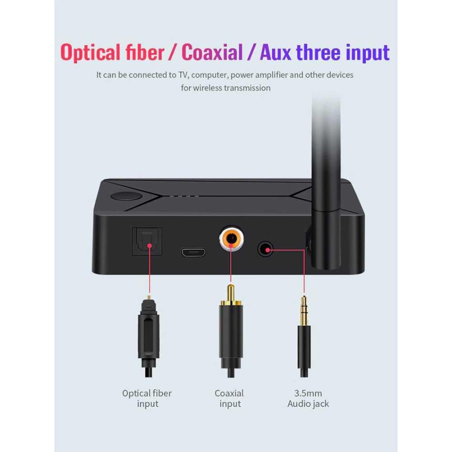 Bluetooth 5.0 Transmitter Receiver Adapter Coaxial AUX Optical - TX13 - Black