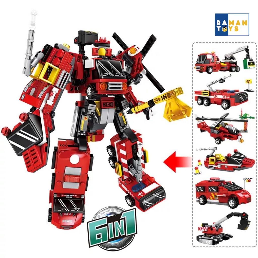 Mainan Anak Cowok/Block Robot/Brick Mobil 6 in1 Tranformers/Blast Ranger