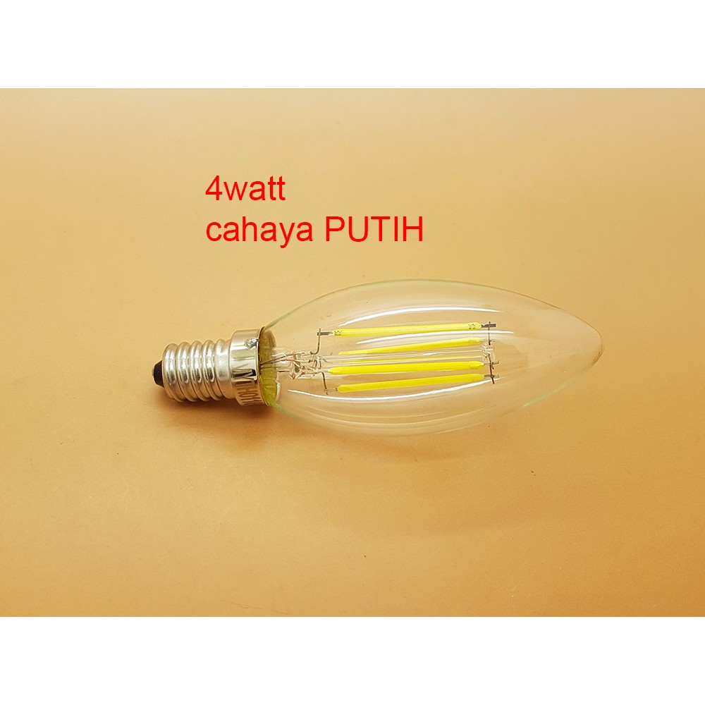 4 watt cahaya PUTIH E14 LAMPU BOHLAM LED EDISON FILAMENT BULB