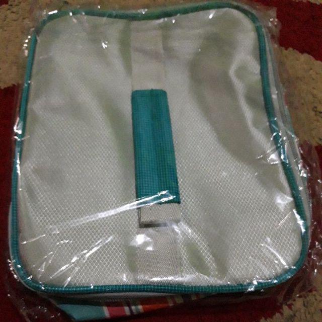 Tas Bekal/ Kotak/ Tempat Makan (lunch Box Bag) Motif Salur Polos Lapis Aluminium (insulated)