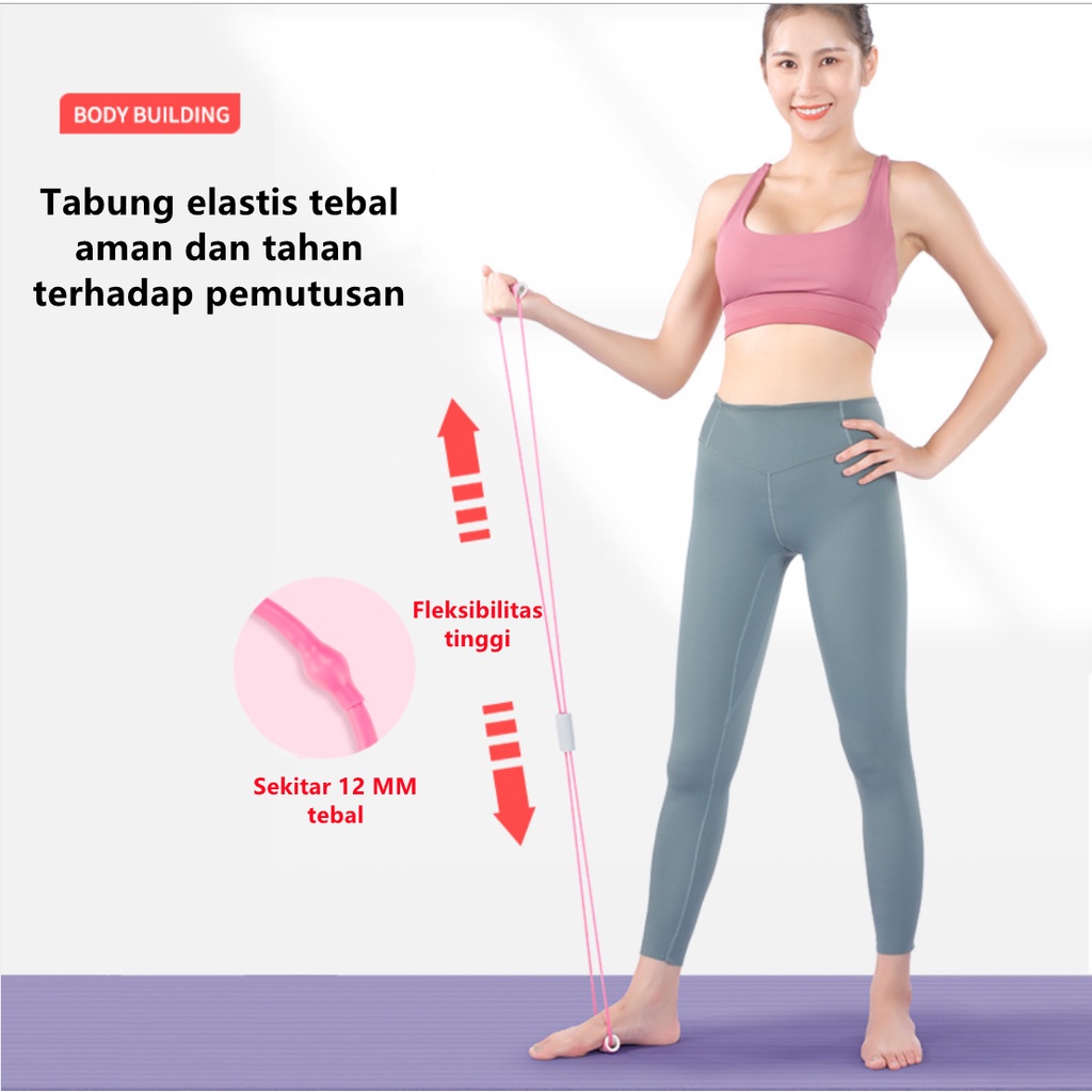 [TULALA SHOP]Resistor Band Stretching untuk Yoga / Pilates / Fitness/Yoga figure 8 tali tarik / peralatan kebugaran/ Pedal Sit-Up Pull Rope Expander Elastis