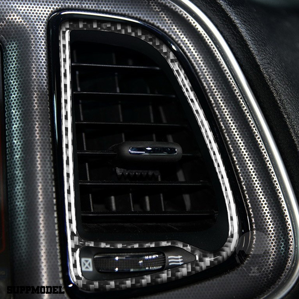 Smodel Stiker Pelindung Frame Ventilasi Udara Tengah Kiri Bahan Carbon Fiber Untuk Dodge Challenger 2015