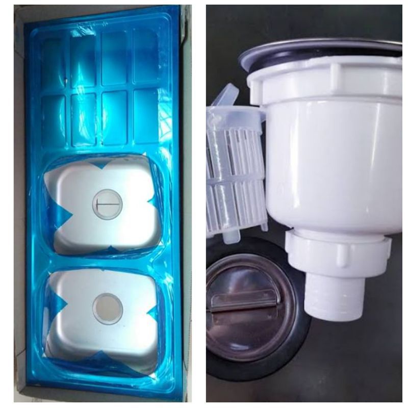 BAK CUCI PIRING STAINLESS 2 LUBANG WASTAFEL STAINLESS 2 LUBANG 1.2 METER