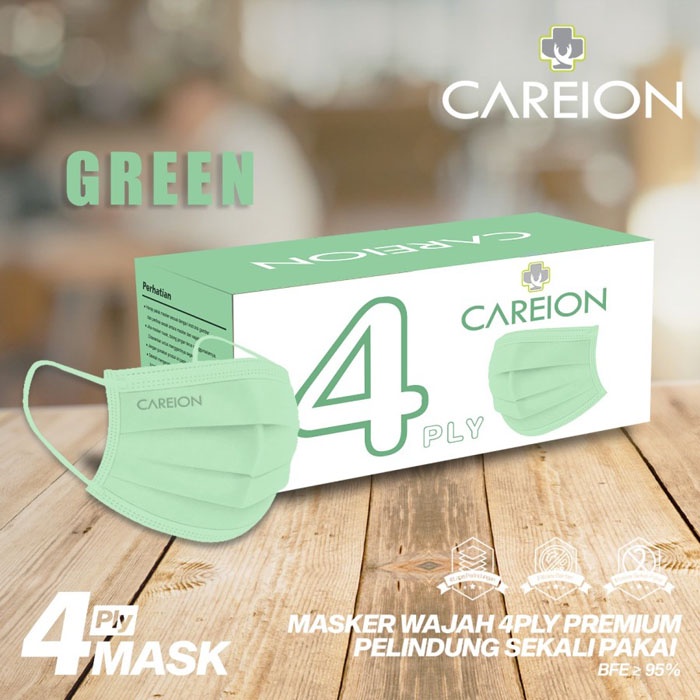 Careion Masker 4 Lapis isi 50Pcs Earloop Face Mask 4Ply