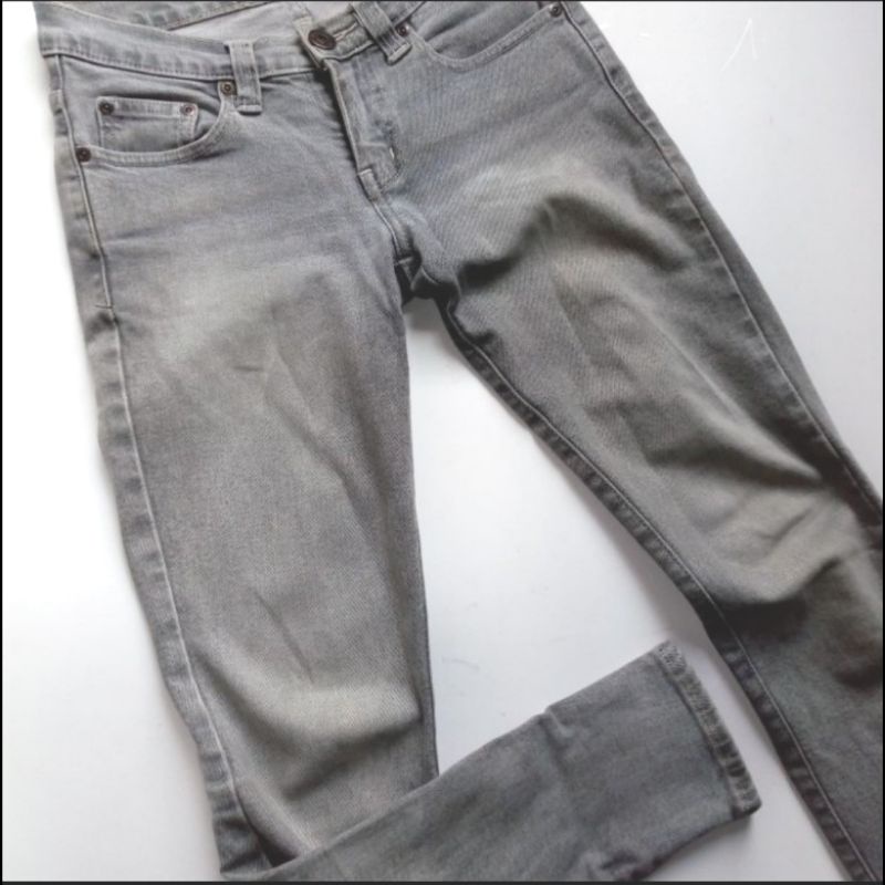 celana jeans wanita denim grey jeans merk logo ori original