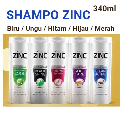 Sampo Zinc Botol Besar 340 ml Tersedia dalam 5 Varian Shampo Biru Ungu Hitam Hijau Merah