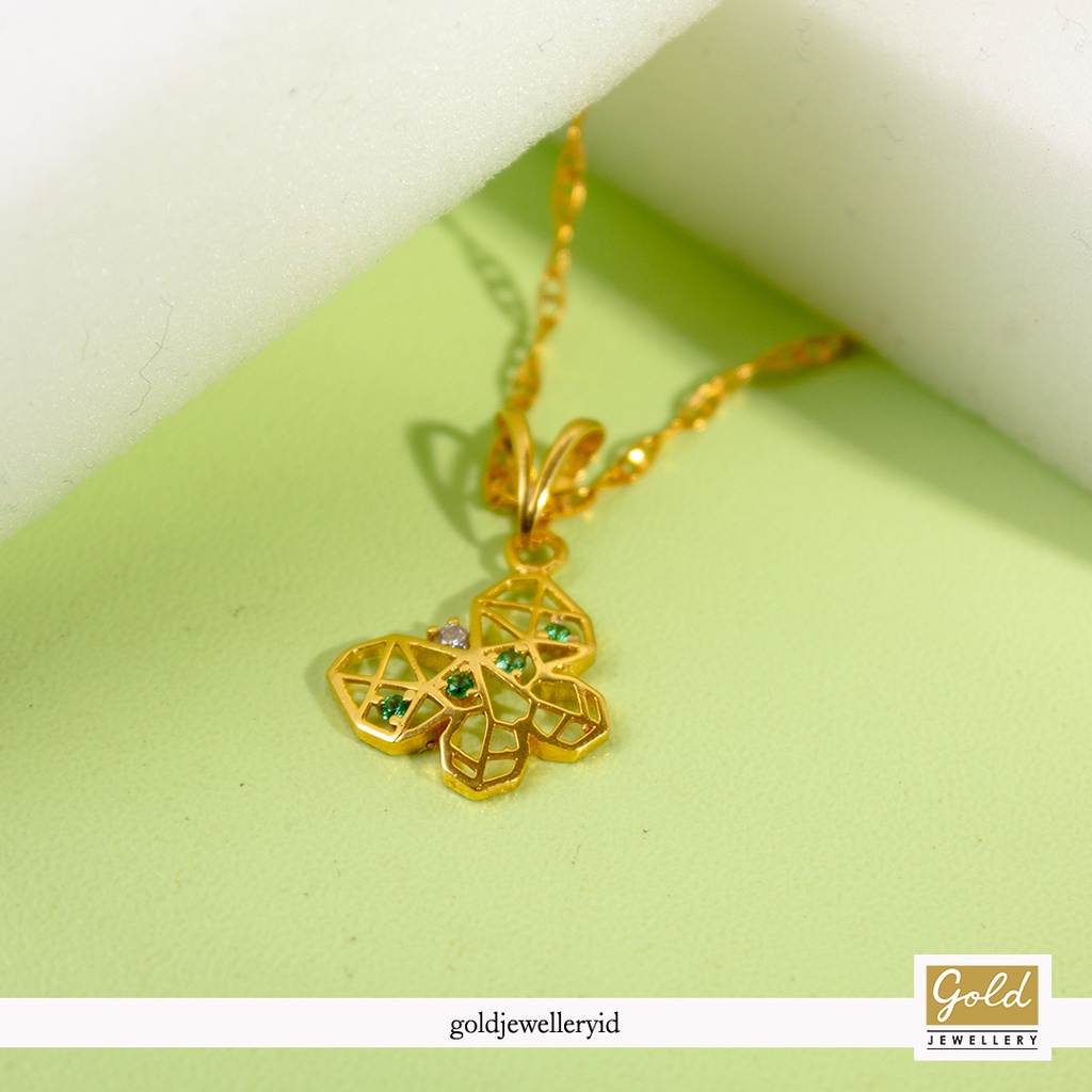 Liontin emas kuning 700 16k - I701062200 - model kupu-kupu butterfly