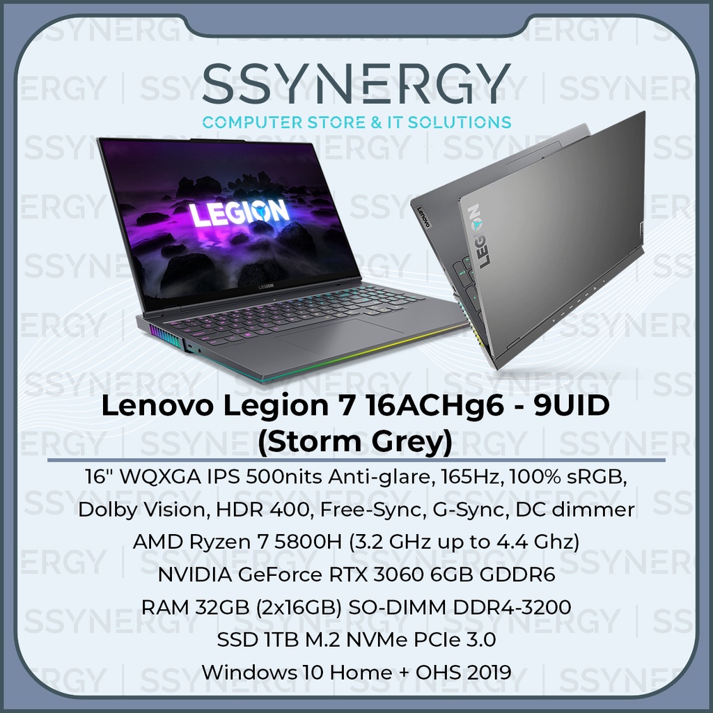 LENOVO LEGION 7-16ACHg6-9UID R7-5800H 32GB 1TB SSD RTX3060 6GB WQXGA
